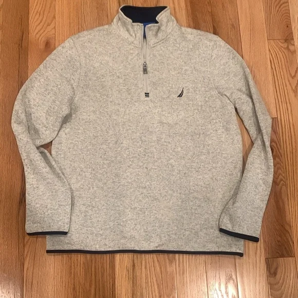 New Nautical Oatmeal Heather Quarter Zip Sweater Fleece in Size Medium - Picture 2 of 7